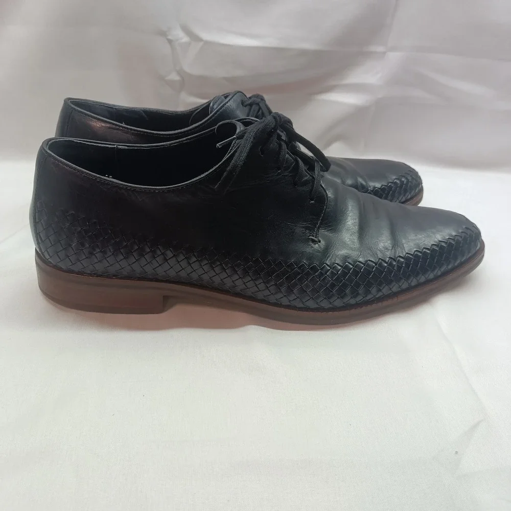 Cole Haan‎ Grand OS Navy Blue Woven Leather Derby Dress Shoes Mens 12M Preppy